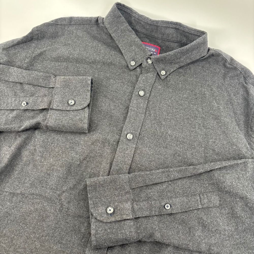 UNTUCKit Mens Button Down Shirt XXL Gray Cotton Flannel Long Sleeve Minimalist